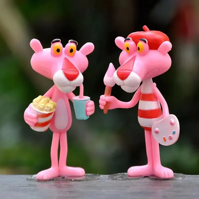 Pantera Rosa Animação Periférica Action Figure Boneca, Estudante Decoração Dormitório, Modelo Desktop Bonito