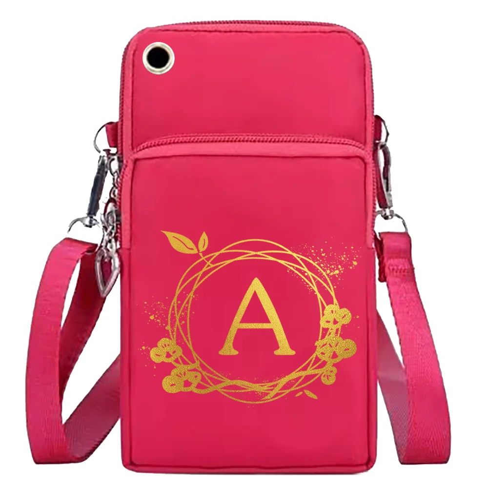 Mobile Phone Bag Shoulder Bags Wallet Wrist Pack Apple/Huawei/Xiaomi/Samsung Universal Cell Phone Packet Wreath 26 Letter Series