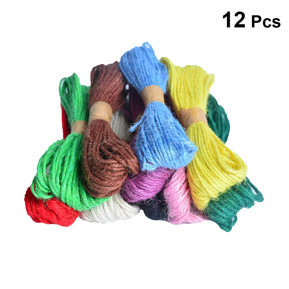 

12pcs 120M Jute Twine Set Colorful Handmade Woven Rope For Diy Craft Wedding Decoration Knitting Cord Gift Jute Ring