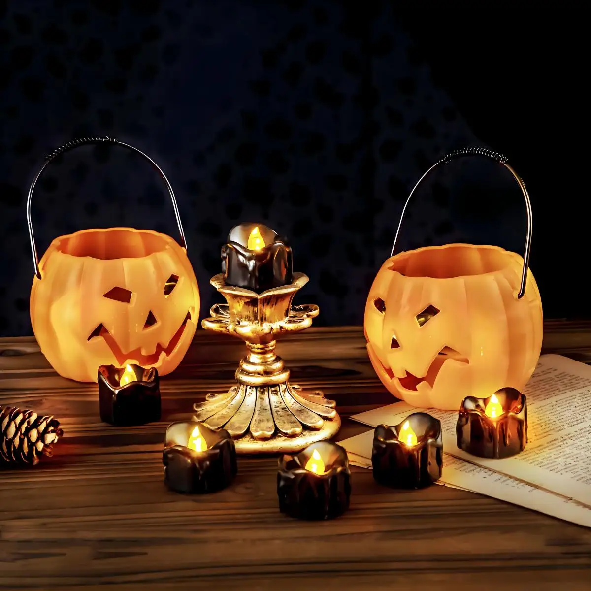 Velas electrónicas de 12 piezas, luces de decoración navideña, velas sin humo, arreglo de ambiente de fiesta de Navidad y Halloween