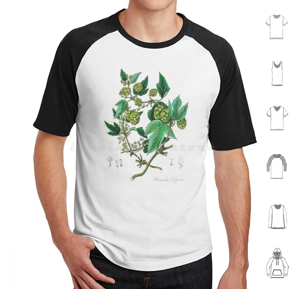 Humulus Lupulus T Shirt 6xl Cotton Cool Tee Lupulus Hop Beer Bar Drink Botanic Plant Nature Leaf Flower Vintage