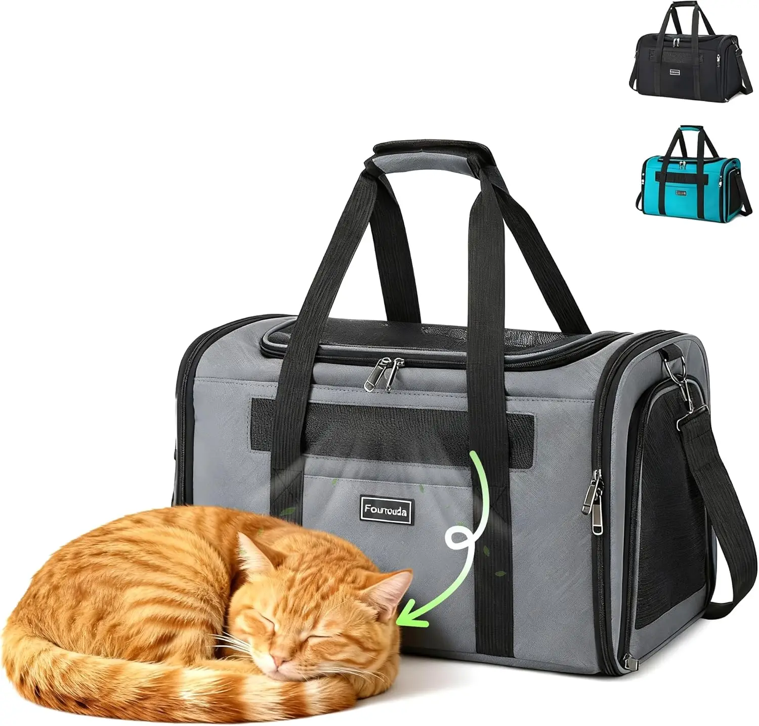 

Cat Travel Carrier .Foldable Dog Carrier Bag, Soft Sided cat Carrier up to 20 Lbs,Pet Carrier Soft-Sided Escape Proof with 4