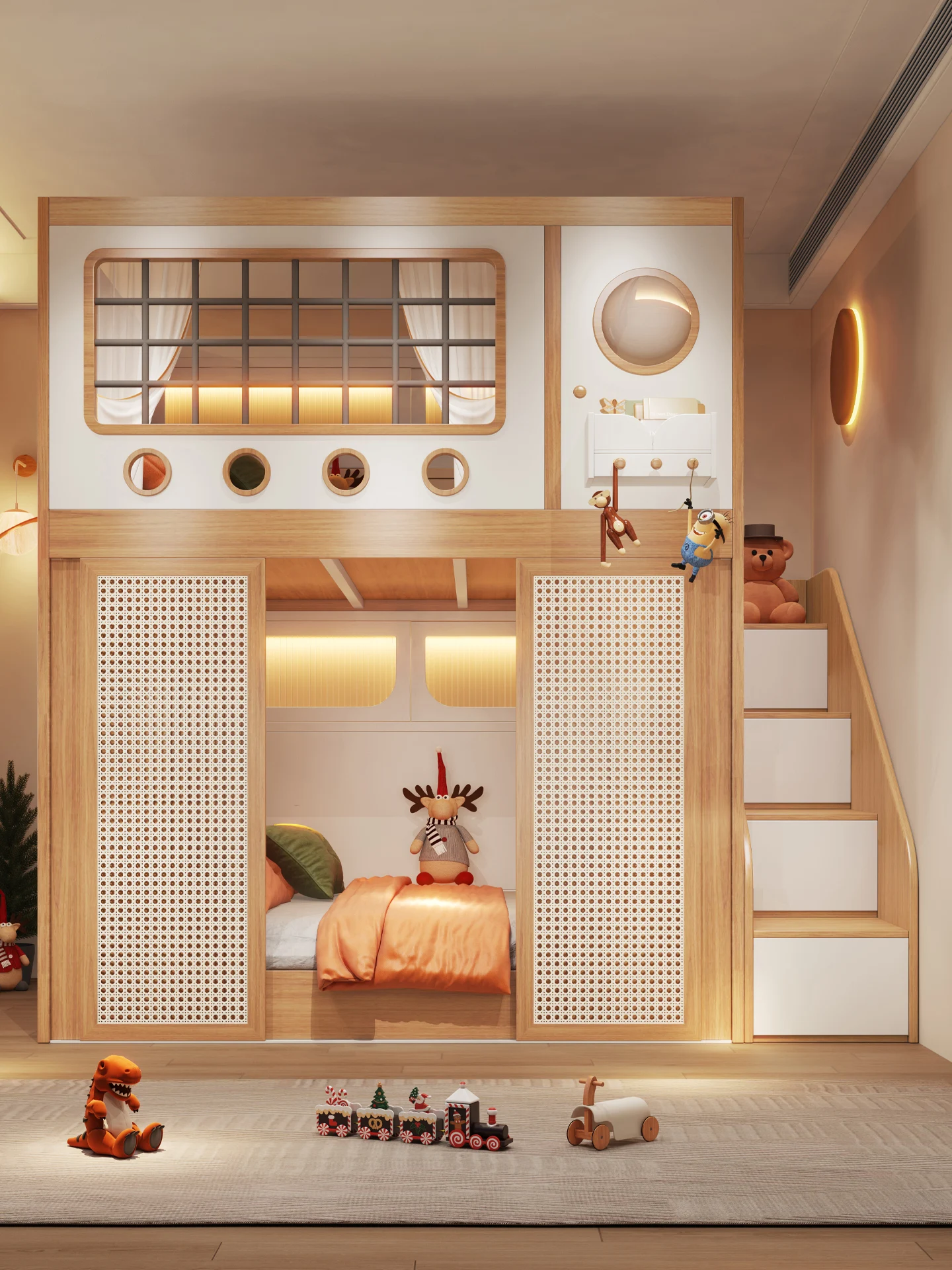 سرير أطفال مع قسم سرير بطابقين