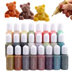 6/24PCS10ml Solid Color Resin Pigment Candle Dye Scented DIY UV Epoxy Resin Mold Oily Liquid Dye Jewelry Making Tool Alcohol Ink