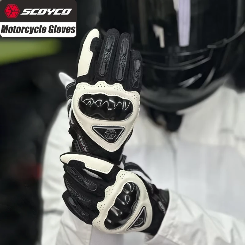 SCOYCO мотоциклетные перчатки весна-лето дышащие мотоциклетные перчатки с полным пальцем женские ТПУ против падения сенсорный экран мотоцикл Guantes