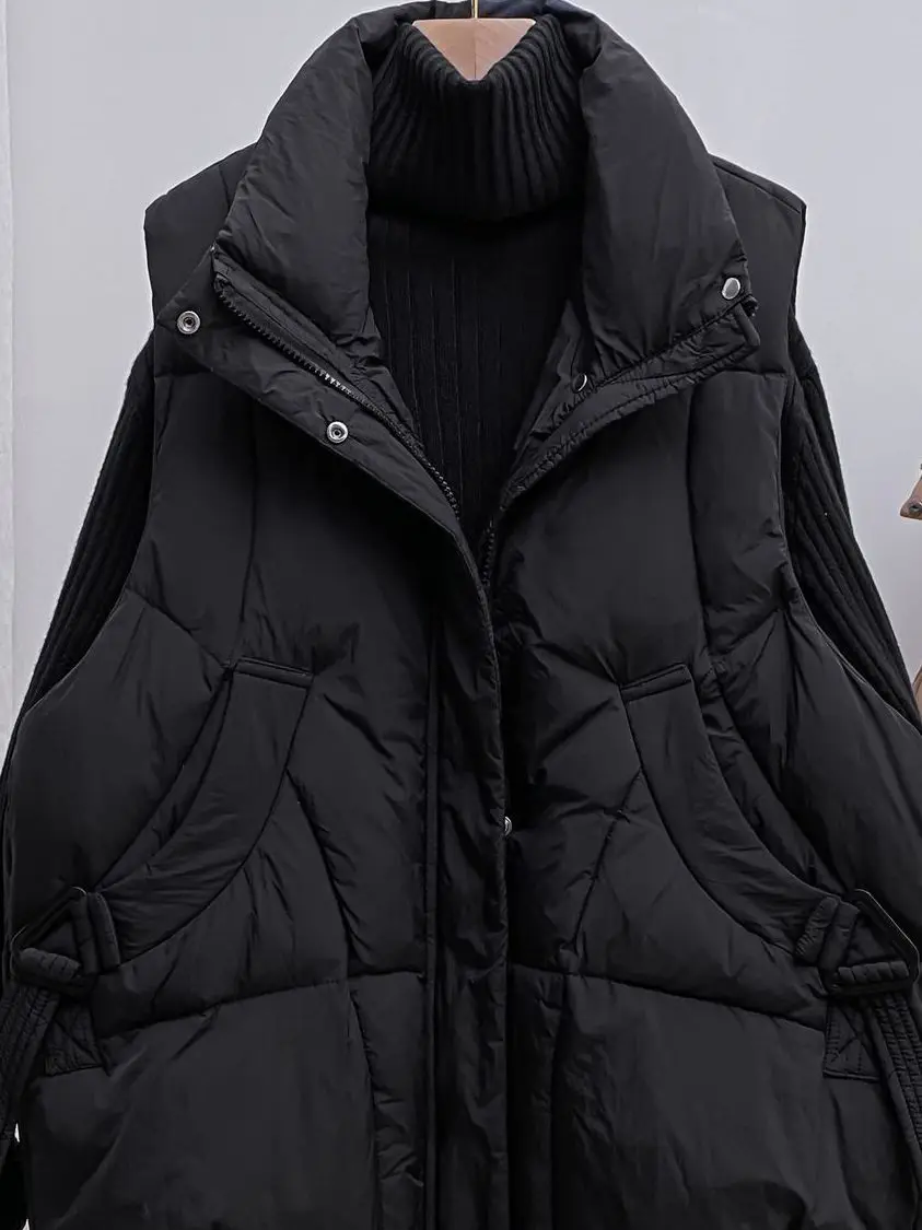 

Casual Thiened Outerwear Women's down Cotton Vest Autumn Winter New Sle Korean Version Faionable oulder Bared Coat