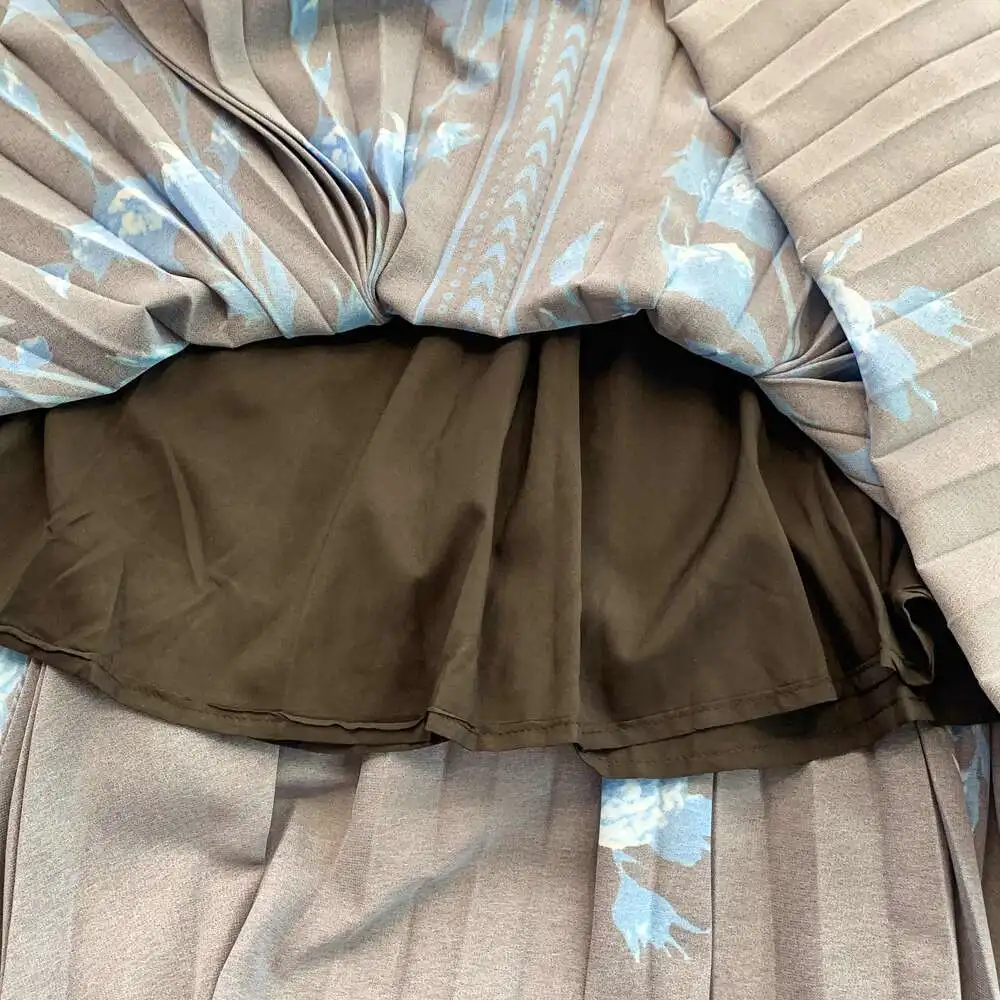 แฟชั่นElegantจีบดอกไม้Maxiชุดผู้หญิงฤดูร้อนฤดูใบไม้ร่วงแขนยาวVINTAGEชุดลําลองหญิง