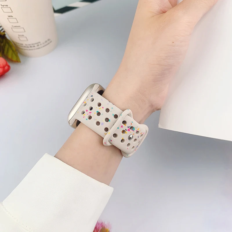 سوار رياضي يسمح بالتهوية للساعة ، سوار لسلسلة iWatch 8 SE 7 6 5 9 Ultra ، 44 من ، 49 من ، 45 من ، 40 من ، 41 من Apple ، 42 من ، كوريا