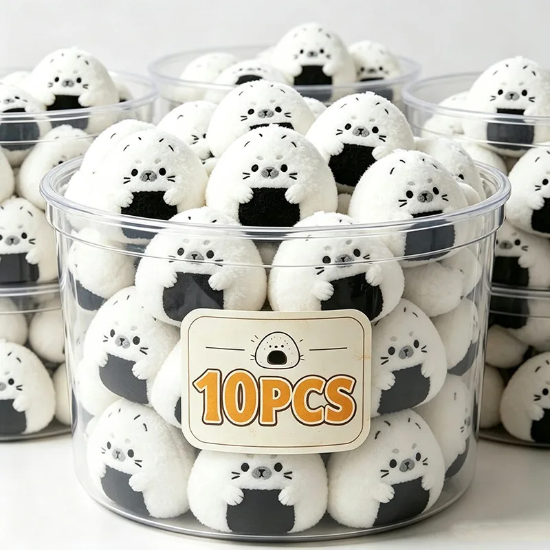 1-10pcs Kawaii Seal Rice Ball Plush Keychain Cute Soft Japanese Style Sushi Seal Stuffed Cartoon Bag Pendant Keyrings Girls Gift