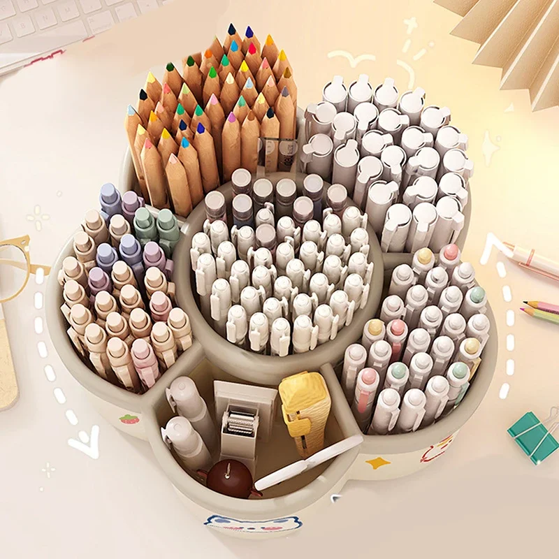 1 Piece 360° Desktop Rotating Pencil Holder Large Capacity Multifunctional Desk Organizer For Cosmetic Pens School Supplies