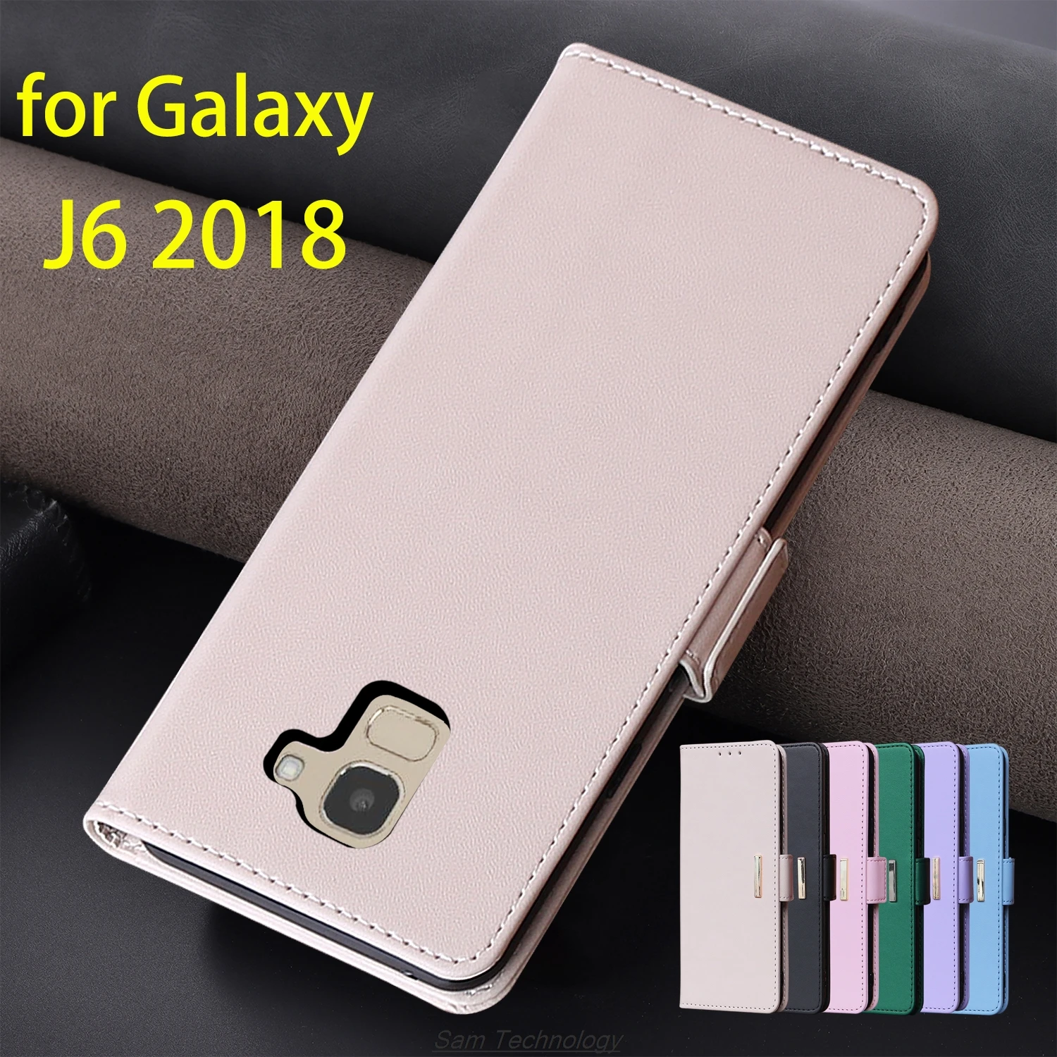 

Кожаный чехол с магнитной пряжкой для Samsung Galaxy J6 2018, J600F, 5,6 дюйма, кошелек с RFID-блокировкой, откидная крышка, женский Capa Fundas Coque
