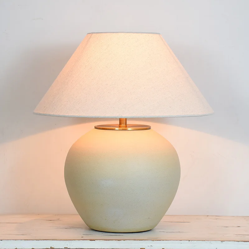 

Creative wabi-sabi style ceramic table lamp new Chinese style model room B&B hotel living room bedroom bedside designer