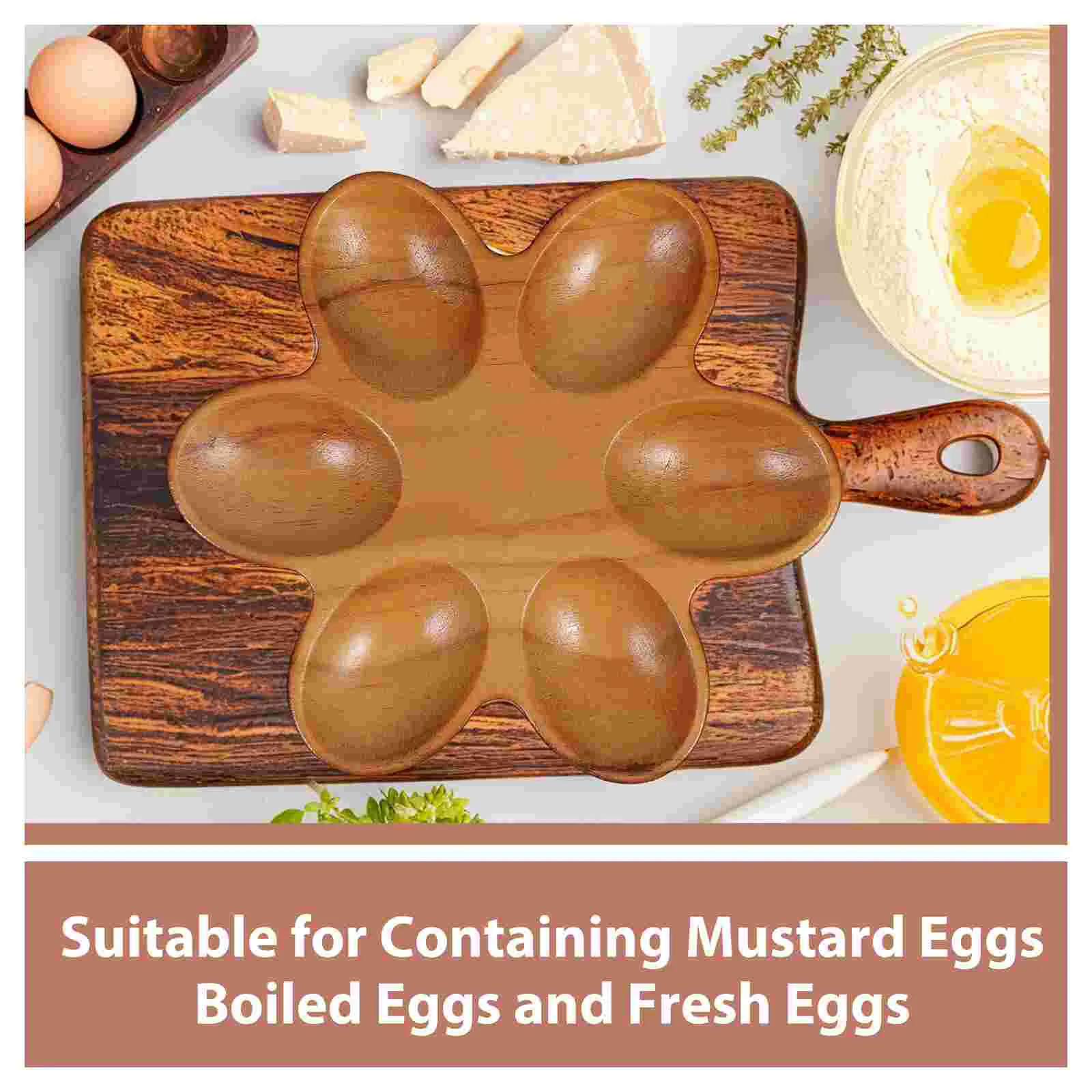 Wooden Egg Tray Holder for Fridge Fresh Rack Automatic Rubber Platter Plate Deviled