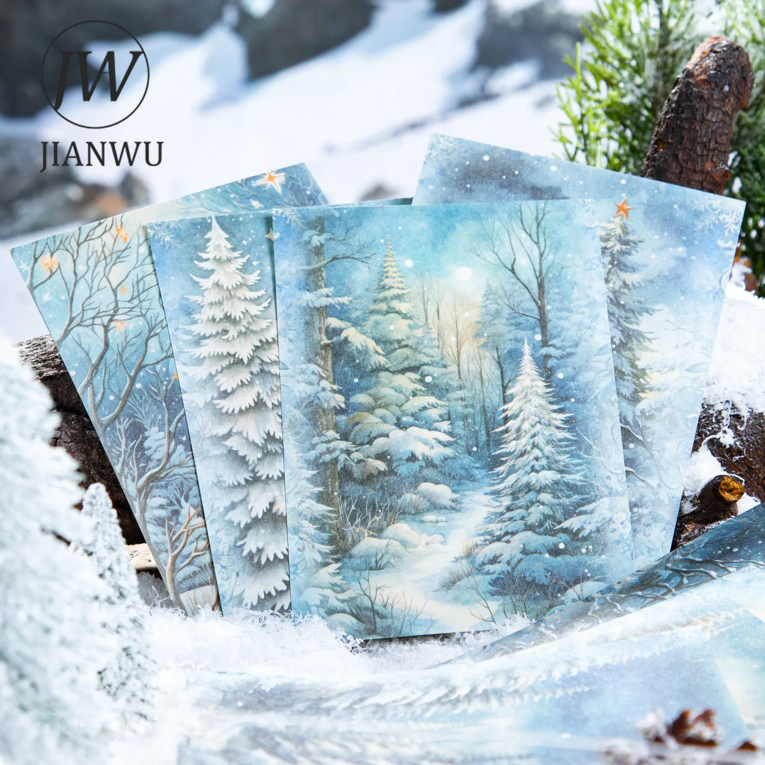 JIANWU 30 Sheets Winter Gradually Warms Up Series Snow Scene Decor Material Paper Creative DIY Journal Collage Stationery