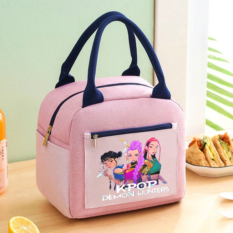 K البوب شيطان الصيادين الغداء حقيبة لطيف الكرتون الغداء أكياس الأطفال Kawaii المطبوعة الغذاء العزل أكياس الفتيات حقائب اليد سعة كبيرة