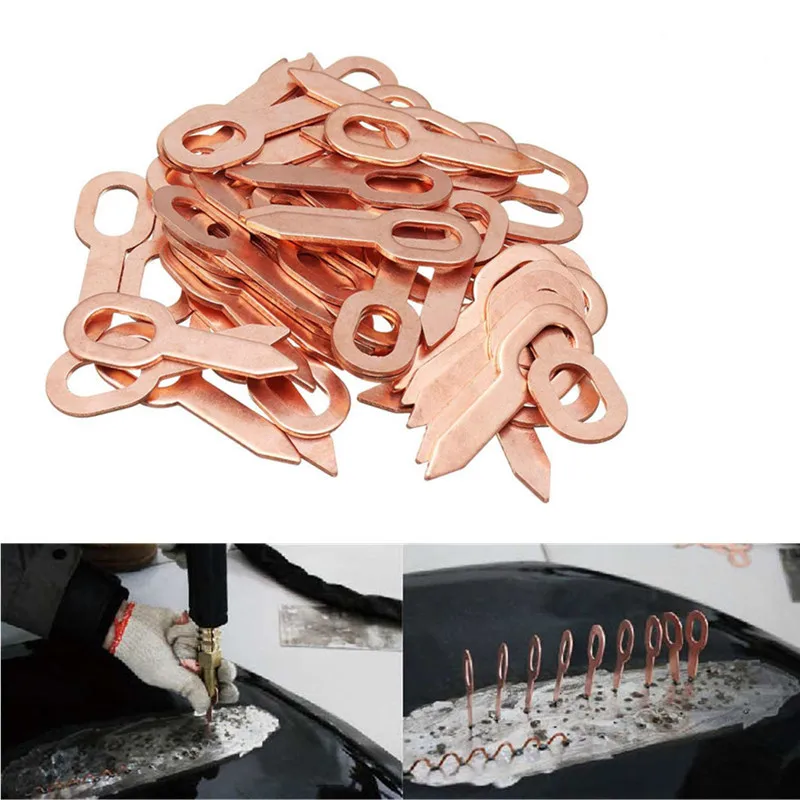 100Pcs Dent Puller Rings For Spot Welding Welder Car Body Panel Pulling Washer Tools 55mm Copper Plated Repair Accessories