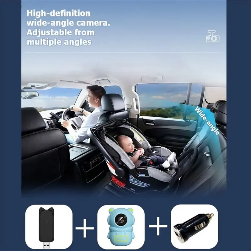 Y42A-Wireless Carplay& Android Auto Car Baby Monitor With Stand 5Ghz Wifi Smart Voice Control Super Wide Angle