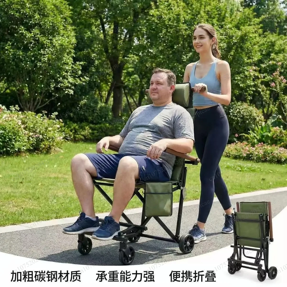 Load-bearing Adult Outdoor Travel Trolley Multifunctional Outdoor Trolley, Portable Folding Chair, Reclining Height