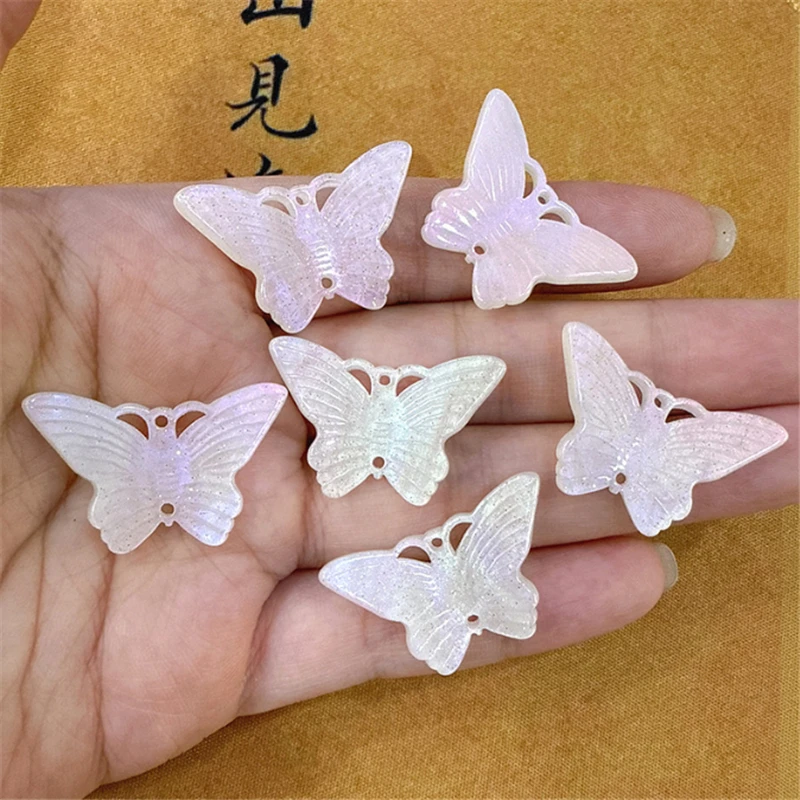 

10Pcs New Fashion 32MM Acetic Acid Butterfly Beads Spacer Acrylic Resin Charm Connector Diy Hair Jewelry Making Accessories