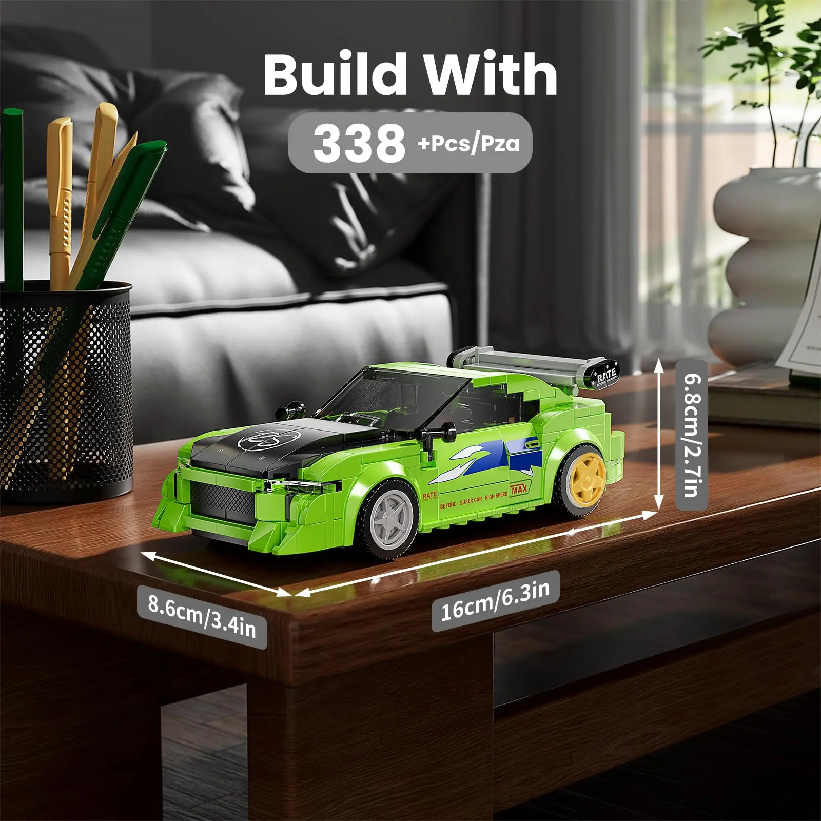 Mold King Conjuntos de Construção de Modelos de Carros, 27033 ModeCar Kit Blocos de Construção de Carro Brinquedos de Construção com Vitrine, Kits de Construção de Carro de Corrida para Adultos e Crianças (338 PCS)