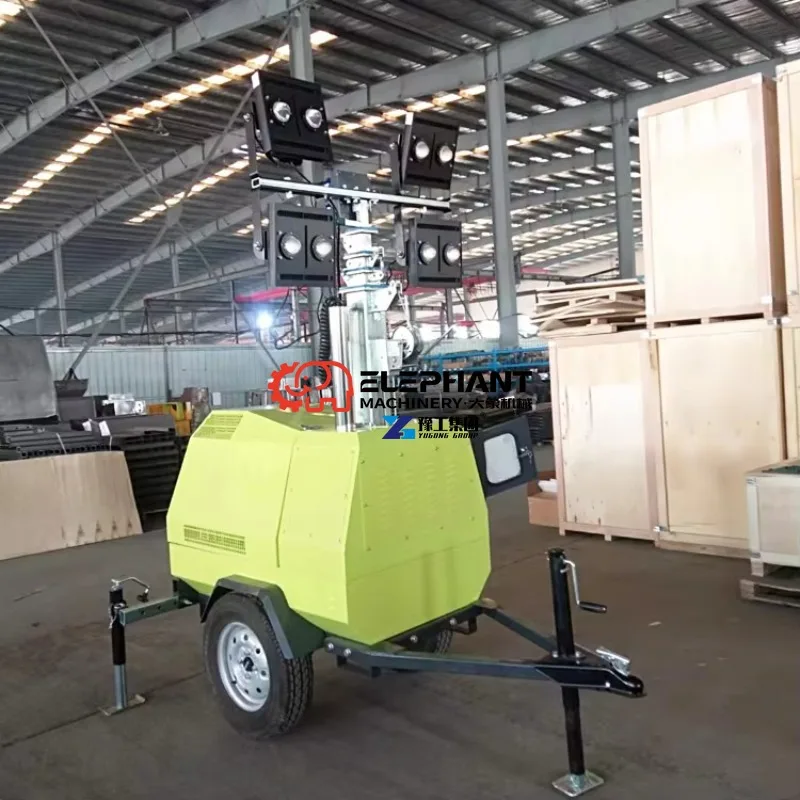 Hot Sale 7m Diesel Generator Mobile Lighting Tower White LED Outdoor Industrial Emergency Light Tower