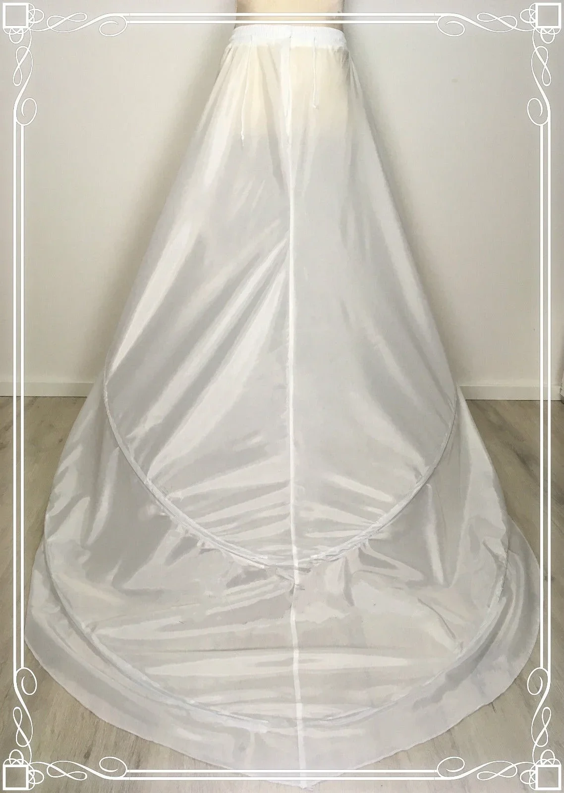 Jupon crinoline pour robe de mariée, jupe créole à train, sous-jupe blanche oblique, 2 anneaux