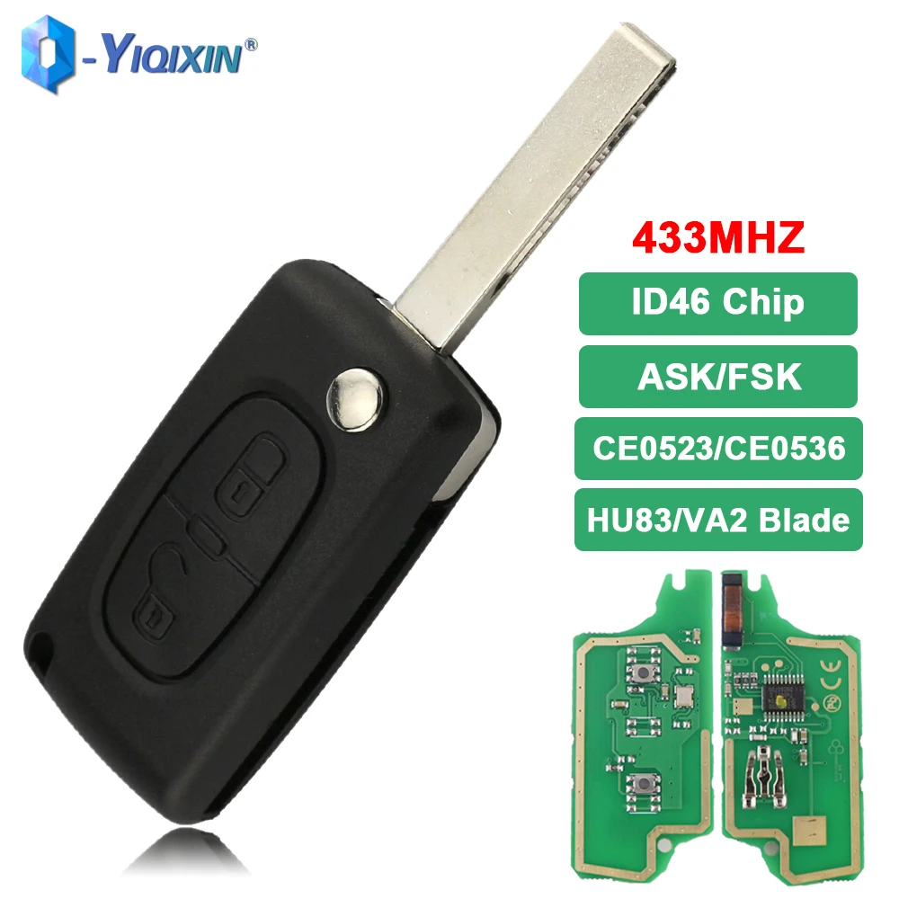 

2-кнопочный пульт дистанционного управления с чипом ID46 PCF7961 433 МГц для автомобилей Peugeot 307, 207, 3008, 308, 408, а также для Citroen C2, C3, C4, Berlingo, Picasso, ASK, FSK