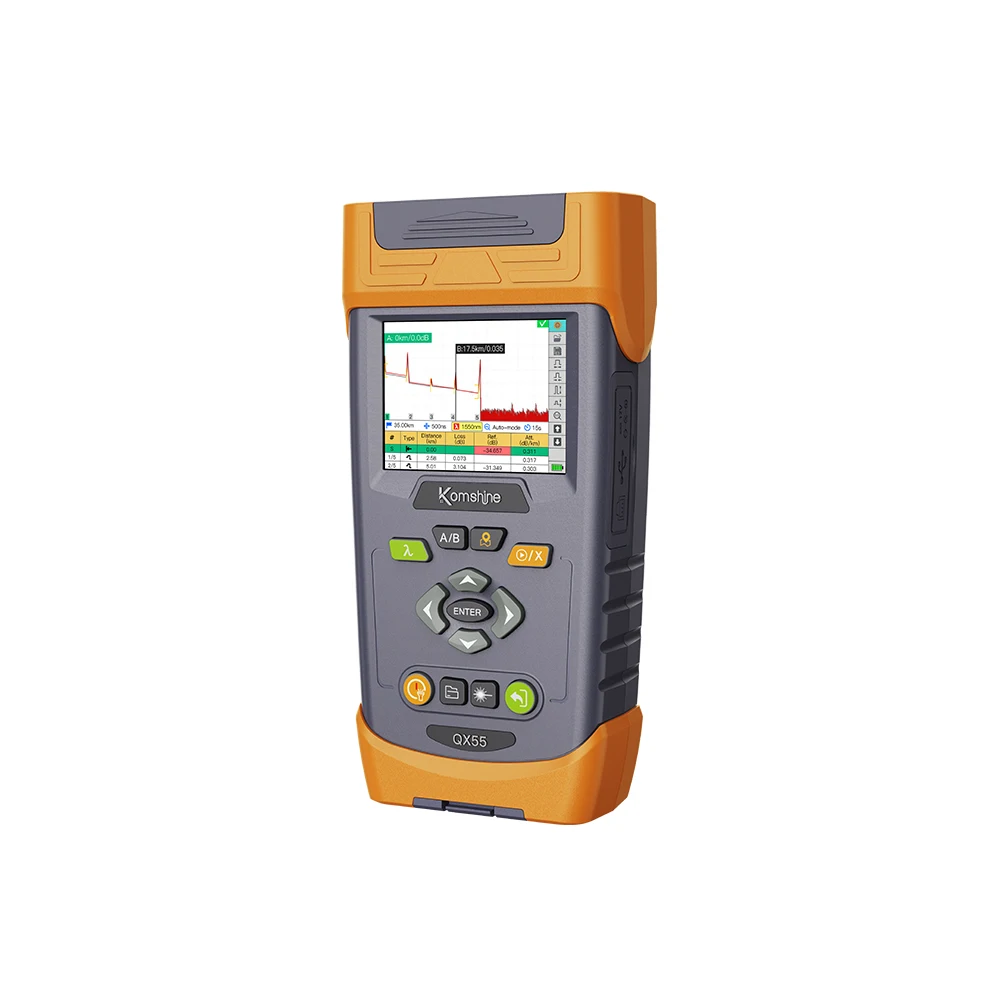 

KomShine QX55 Optical Time Domain Reflectometer OTDR Fiber Fault Detector 1310/1550 or 1625nm Fiber Optic Reflectometer OPM