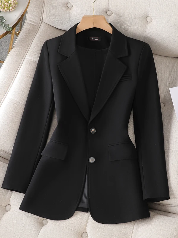 Women Fashion Solid Blazer Female Pink Coffee Black Long Sleeve Ladies Single Breasted Straight Jacket Coat 4XL