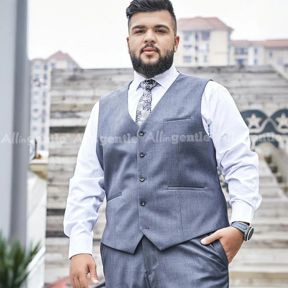 Mens Big and Tall Business Suits 2 Piece Vest & Pants Set for Formal Events