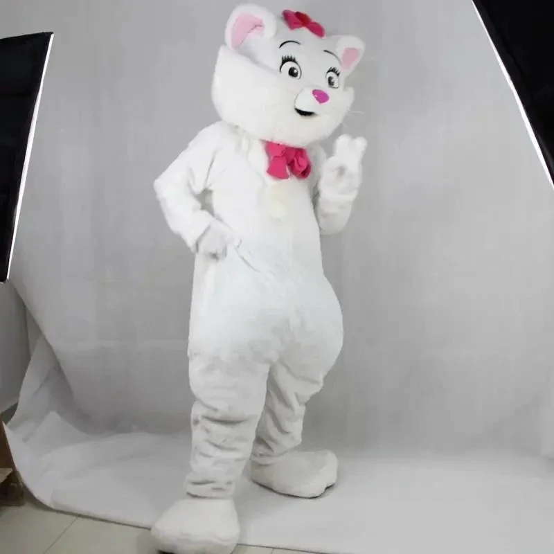 

Disney Cute Fat White Cat Mascot Costume Furry Suits Walking Clothes Cartoon Apparel Birthday Party Halloween Christmas