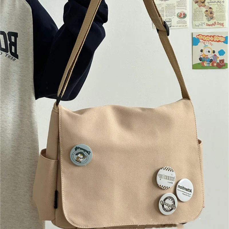 

Japanese Canvas Shoulder Bag Women Vintage Large Capacity Preppy University Crossbody Bag Casual Tote Messenger Bag Harajuku