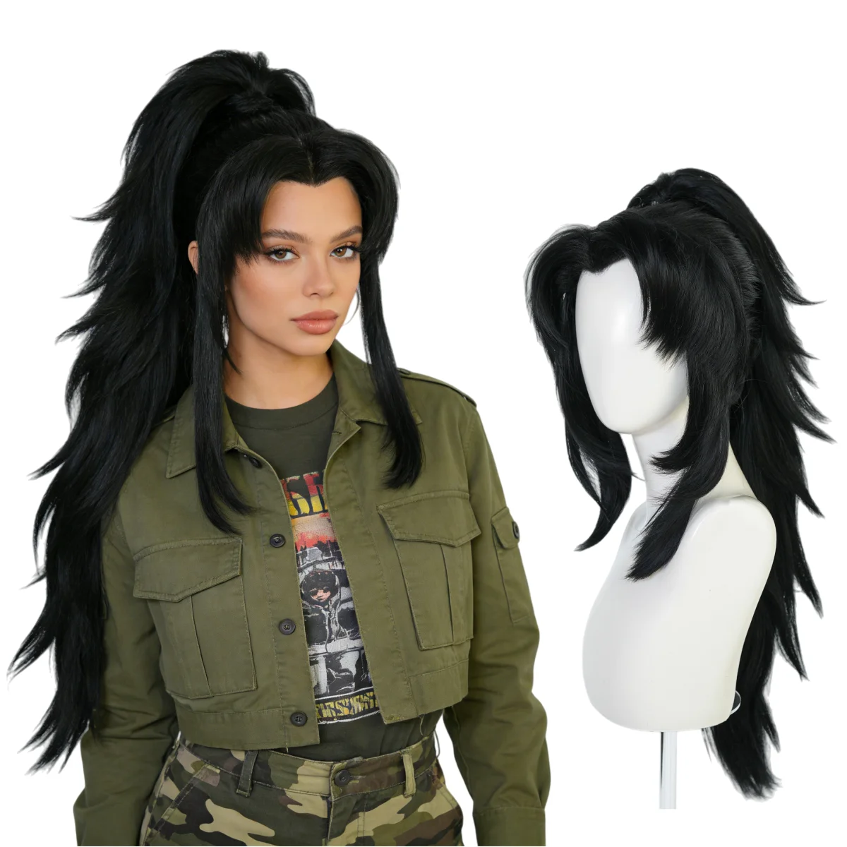 Anime cosplay wig black hairstyle Halloween, Christmas, daily fashion, anime and game expo, anime exhibition