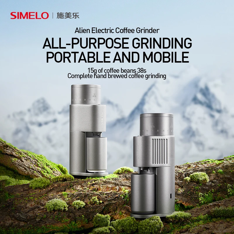 SIMELO Professional Electric Coffee Grinder - 6 Star stainless steel Burr, Portable Wireless Coffee Mill for Outdoor Camping