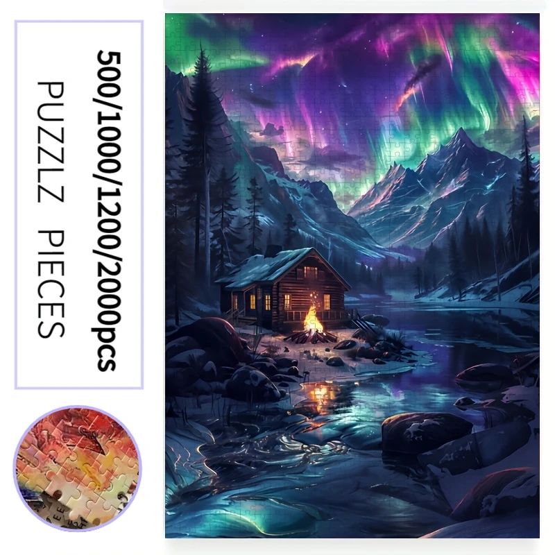 

1000/500 PCS Jigsaw Puzzles Aurora Borealis Home Decor Games Landscape Puzzles Educational Toys Birthday Gifts