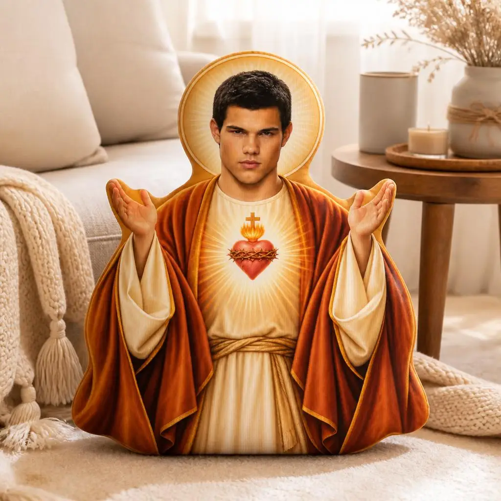 Sacred Heart Jesus Shaped Pillow Christian Religious Cushion Faith Throw Pillow Catholic Home Decor Prayer Gift for Believers