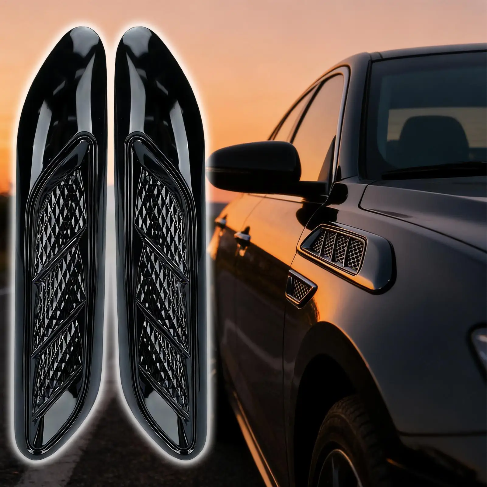 2pcs Car Side Decals Car Simulation Vent Stickers Accessories Vehicle Side Vent Decals Accessories F ender Wind Port Cover Trim