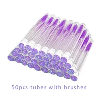 Tubo de cepillo de pestañas reutilizable 50 piezas Varillas de pestañas Cepillo de cejas Reemplazable a prueba de polvo Brillante a prueba de polvo Fondo de diamante roto LAUKISS