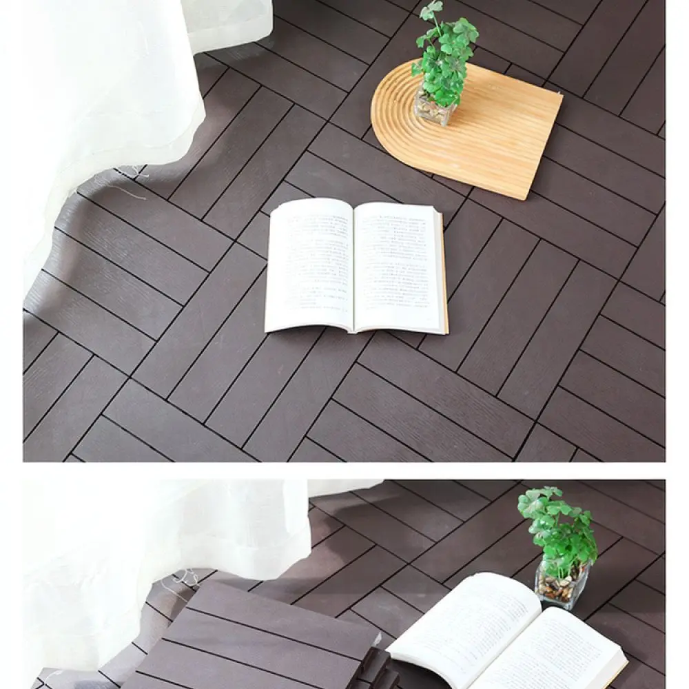 Decorative PVC Interlocking Floor Tiles Modular Decking For Balcony Patio Yard Waterproof Wood Texture Easy Laying