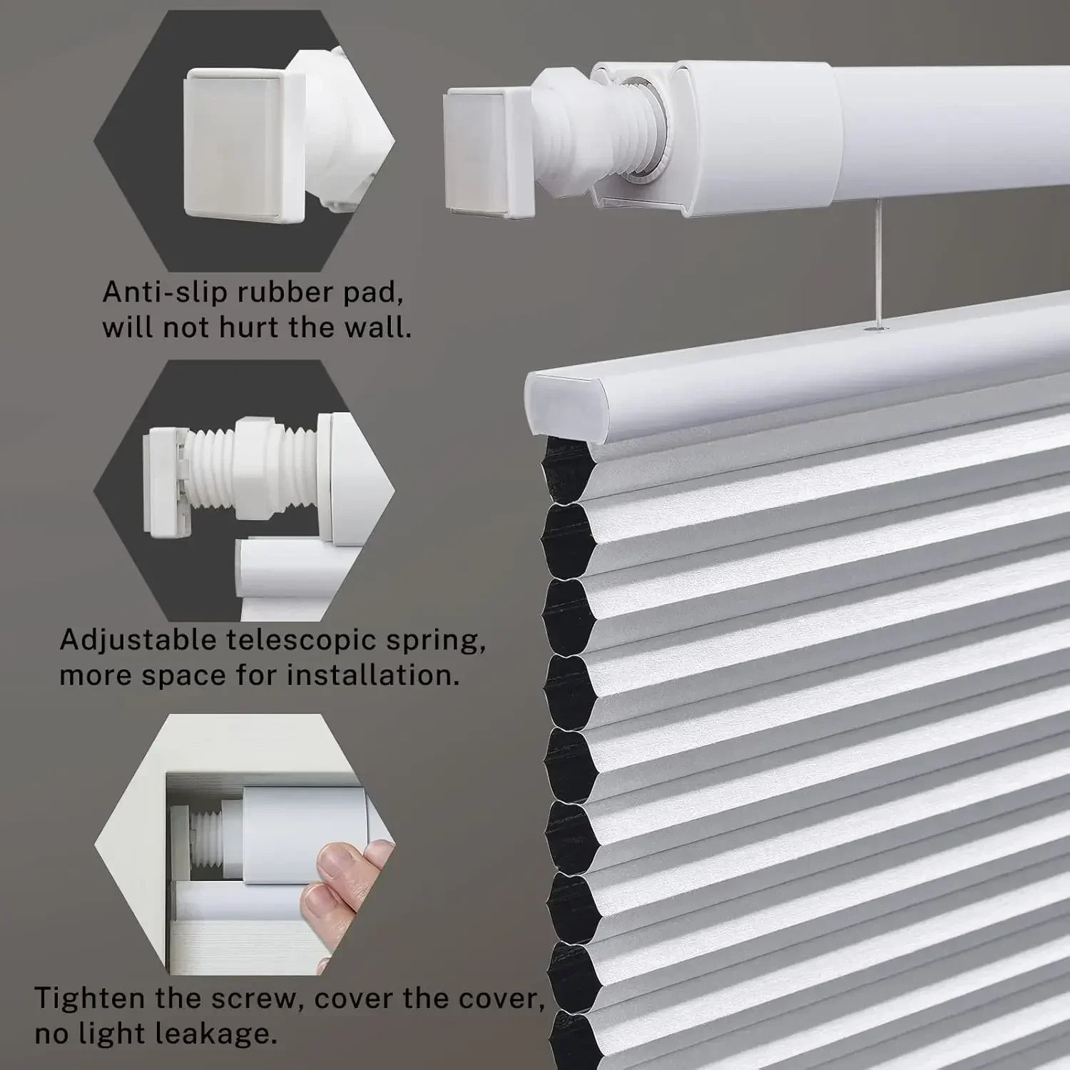 

[New Arrival, Limited Stock!]Top Down Bottom Up Cordless Cellular Shades No Tools No Drill Blinds for Windows Shades 100% Blacko