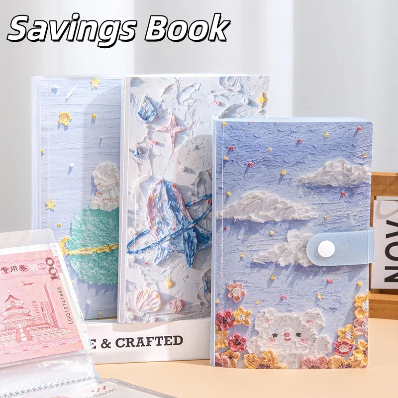 

100 конвертов, книга для экономии денег, A6, блокнот с вкладышами, прозрачный переплет для экономии денег, картина маслом, органайзер для денег