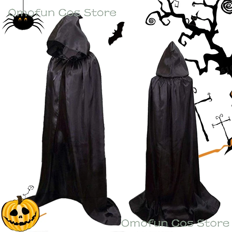 Halloween Cloak Adults Kids Hooded Goth Devil Pirate Vampires Death Cloak Long Cape Fashion Christmas Witch Cosplay Costumes