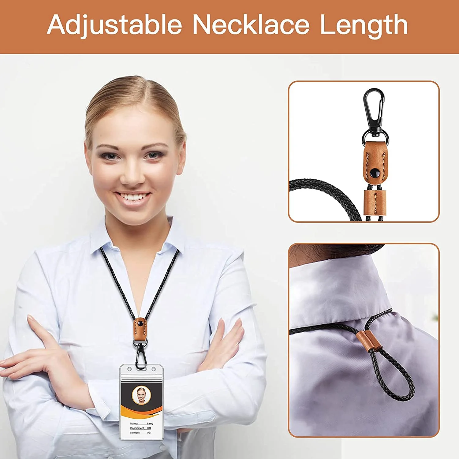 

2 Pcs Braided Leather Badge Lanyards For ID Badges Holders Keys Long Strap Neck Lanyard Keychain For Men,Women