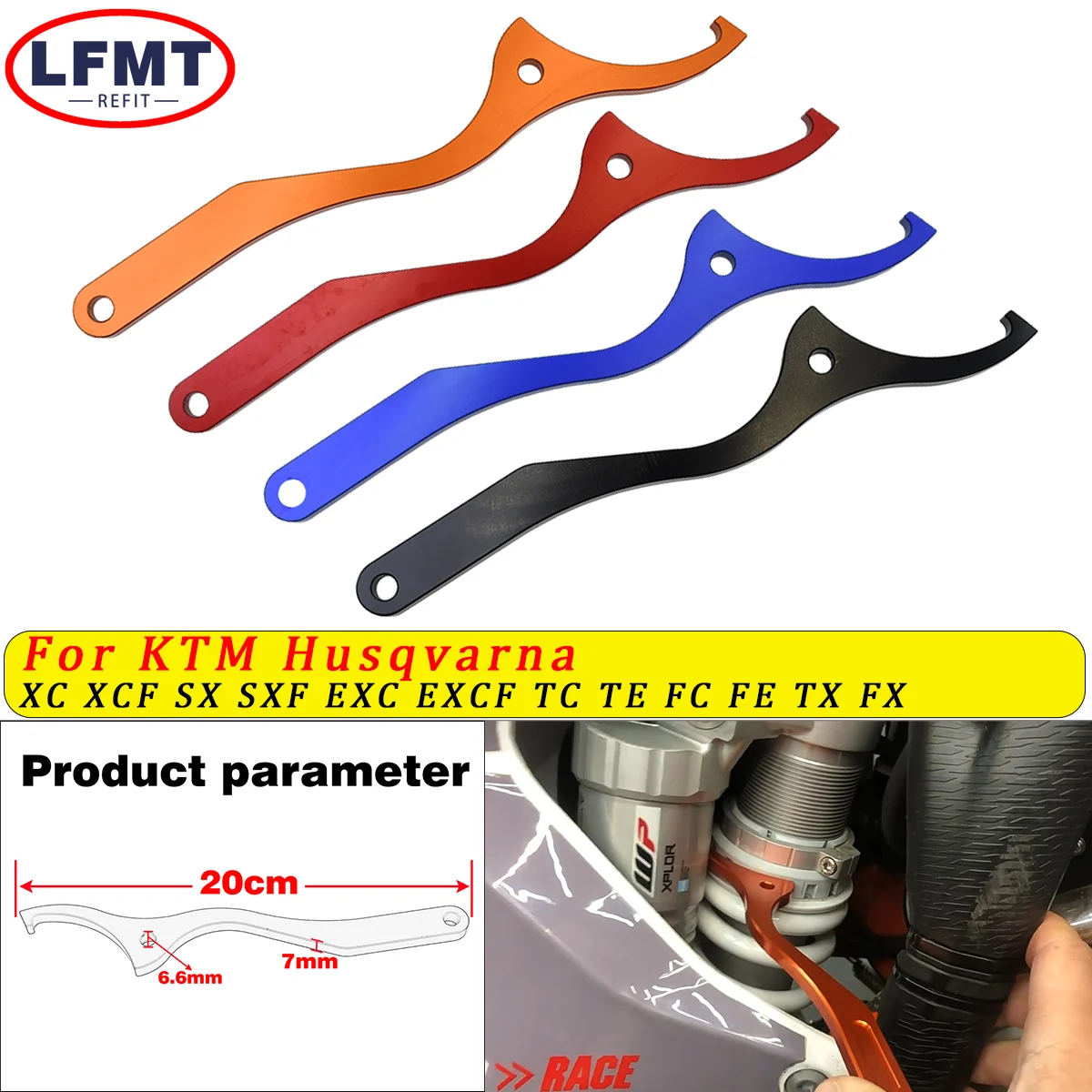 

For KTM SX SXF XC XCW EXCF XCFW 125 150 200 250 300 350 450 500 EXC Motorcycle Rear Damping Shock Absorber Spanner Wrench Tool