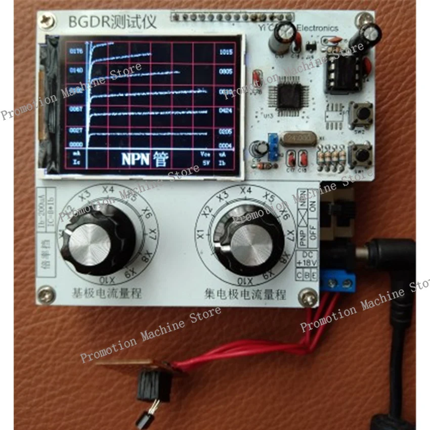 

Новый тестер схемы транзисторов. Тестер символических кривых. Максимальный коллекторный ток 150 мА.