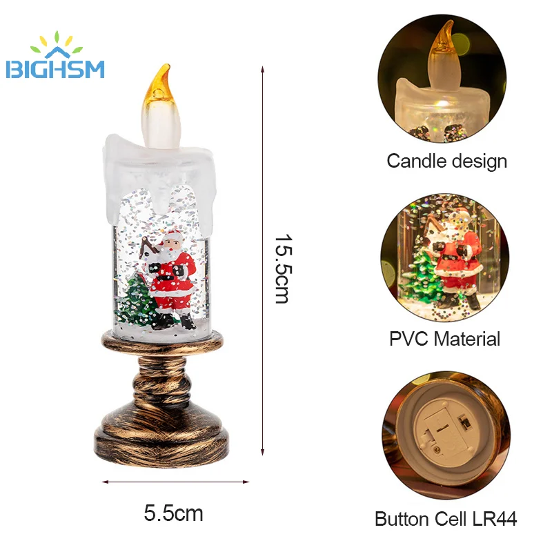 Simulation Flameless Candle Light Christmas LED Candles Battery Operated Lanterns Snow Lights Christmas Decorations Xmas Gift