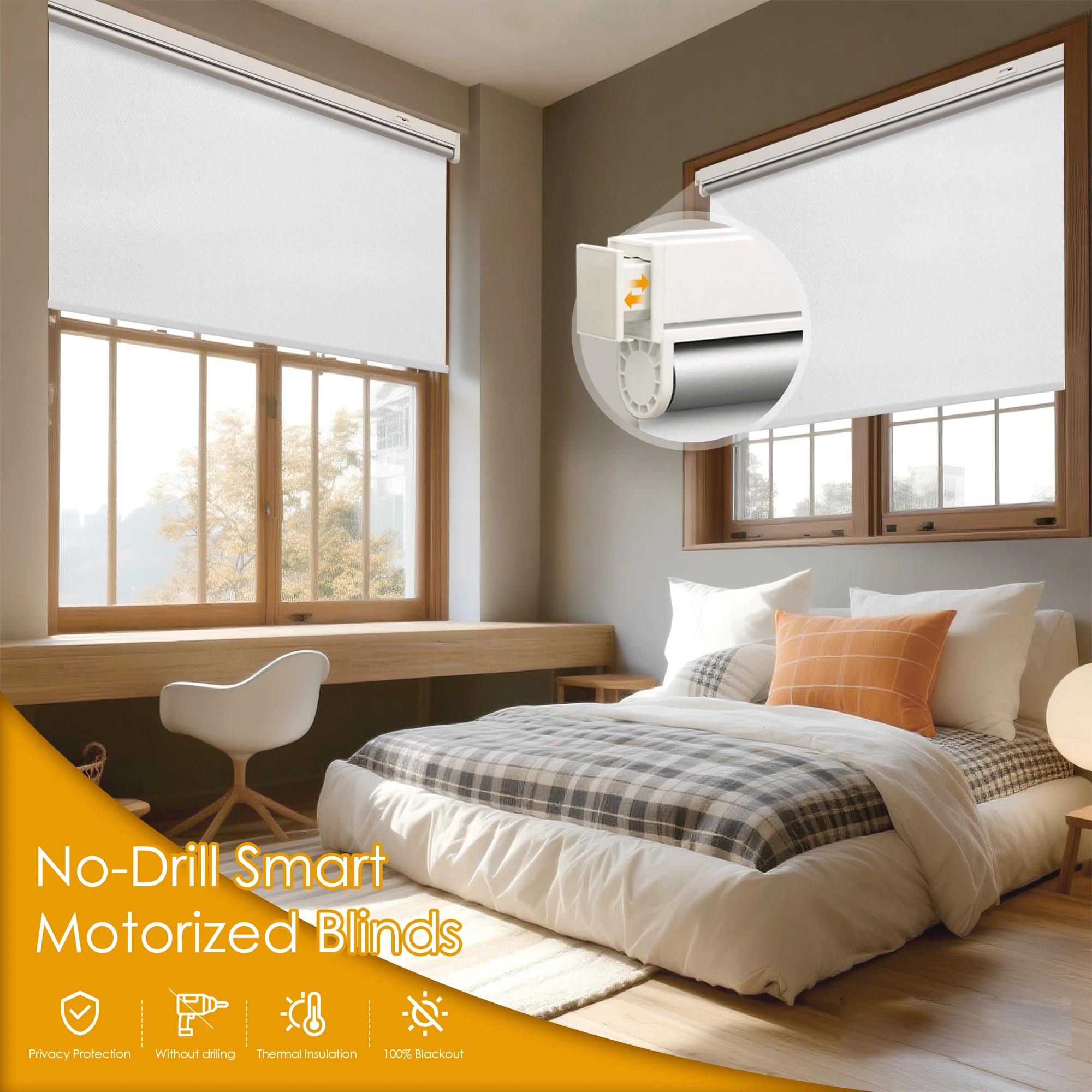 

Умные шторные рулонные шторы без сверления с дистанционным управлением, автоматические электрические жалюзи для помещений на солнечной энергии