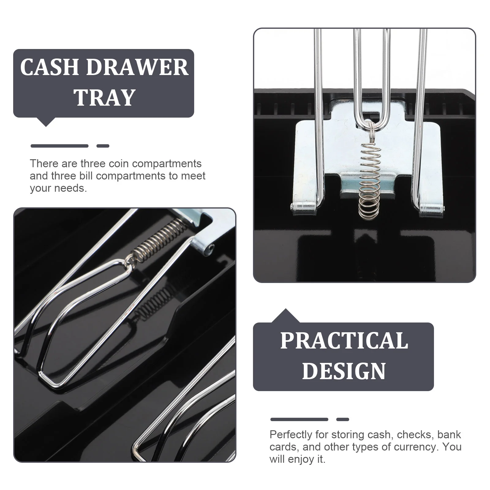 ซูเปอร์มาร์เก็ต Cash Organizer ลงทะเบียนลิ้นชักใส่ถาดสําหรับธุรกิจขนาดเล็กล็อคกล่องพลาสติก