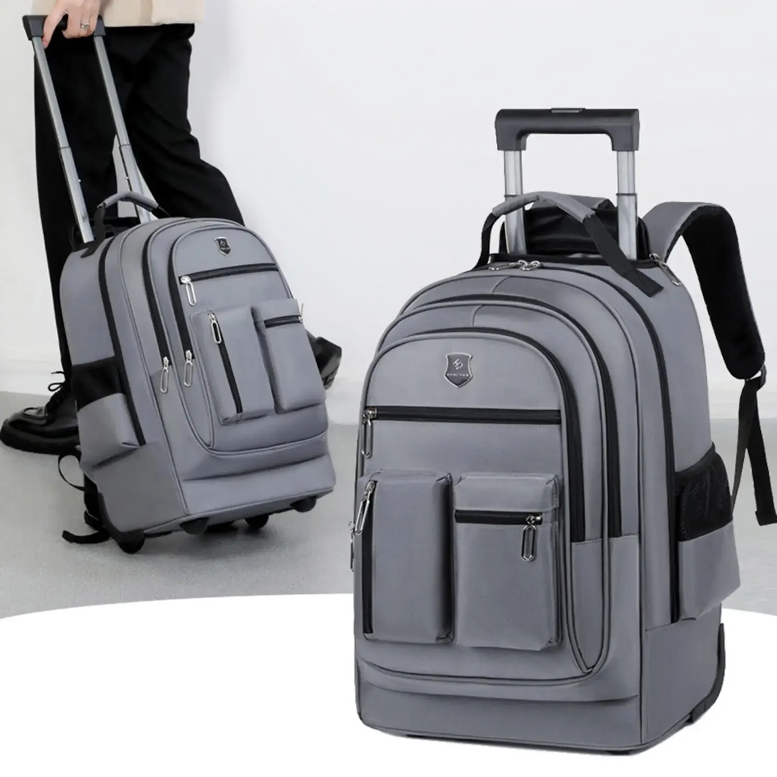 Travel Backpack with Wheels Lightweight Trolley Business Cabin Bag Rolling Laptop Briefcase for Women Men Business Travel Adults