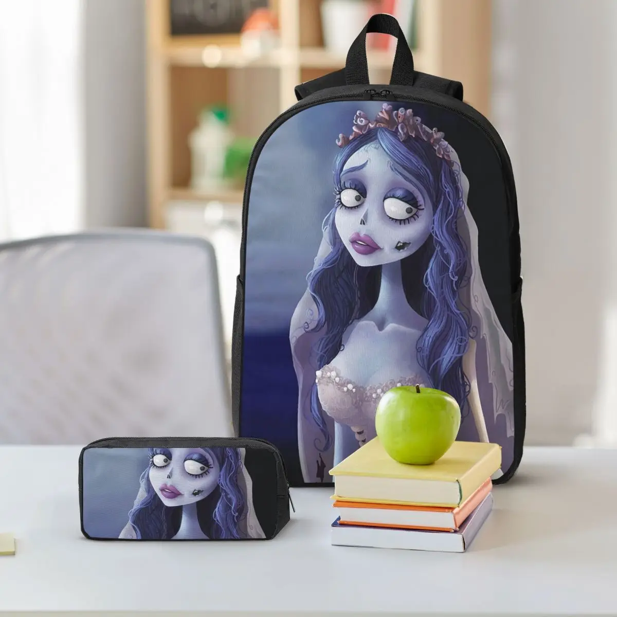 Emily The Corpse Bride Backpack Boys Girls BookBag School Bag Shoulder Bags 3ps Insulated Lunch Bag Pencil Case